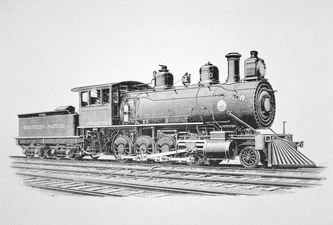 鲍德温于1889年6月为北太平洋铁路公司制造的2-8-0合并型机车（平印）。 作者 美国学校