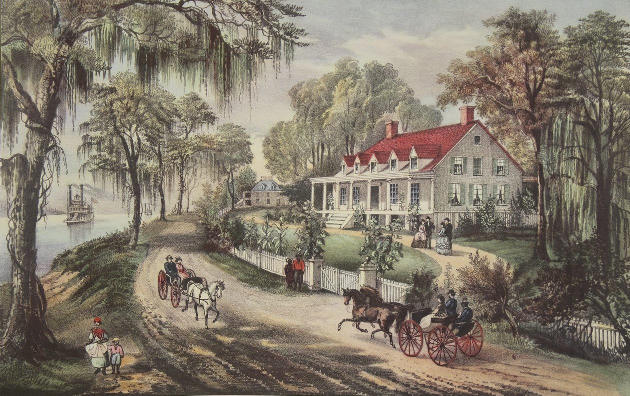 密西西比河上的一家酒吧。 1871年，Currier＆Ives 作者 美国学校