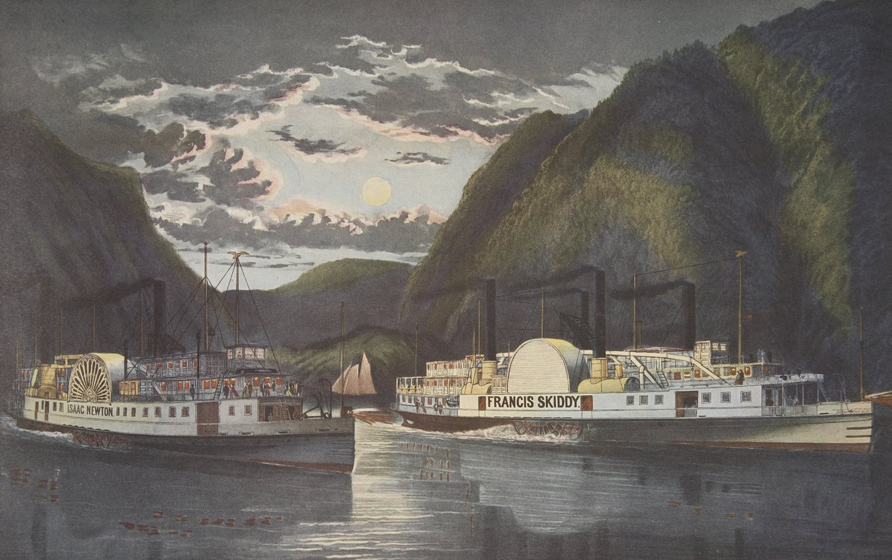 哈德逊之夜 - 在白天，酒吧。 1864年，Currier＆Ives 作者 美国学校