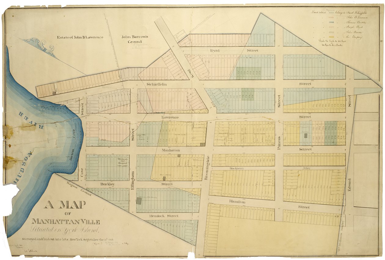 曼哈顿维尔地图位于约克岛- Adolphus Loss对其进行调查和布局;复制了RJ Dodge。，1850 作者 美国学校