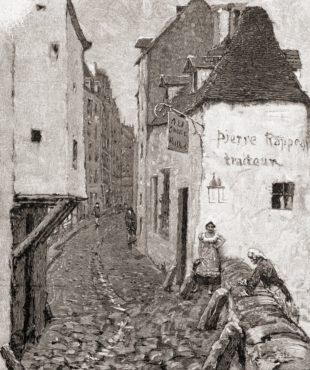 A street in old Paris in the 19th century, from 
