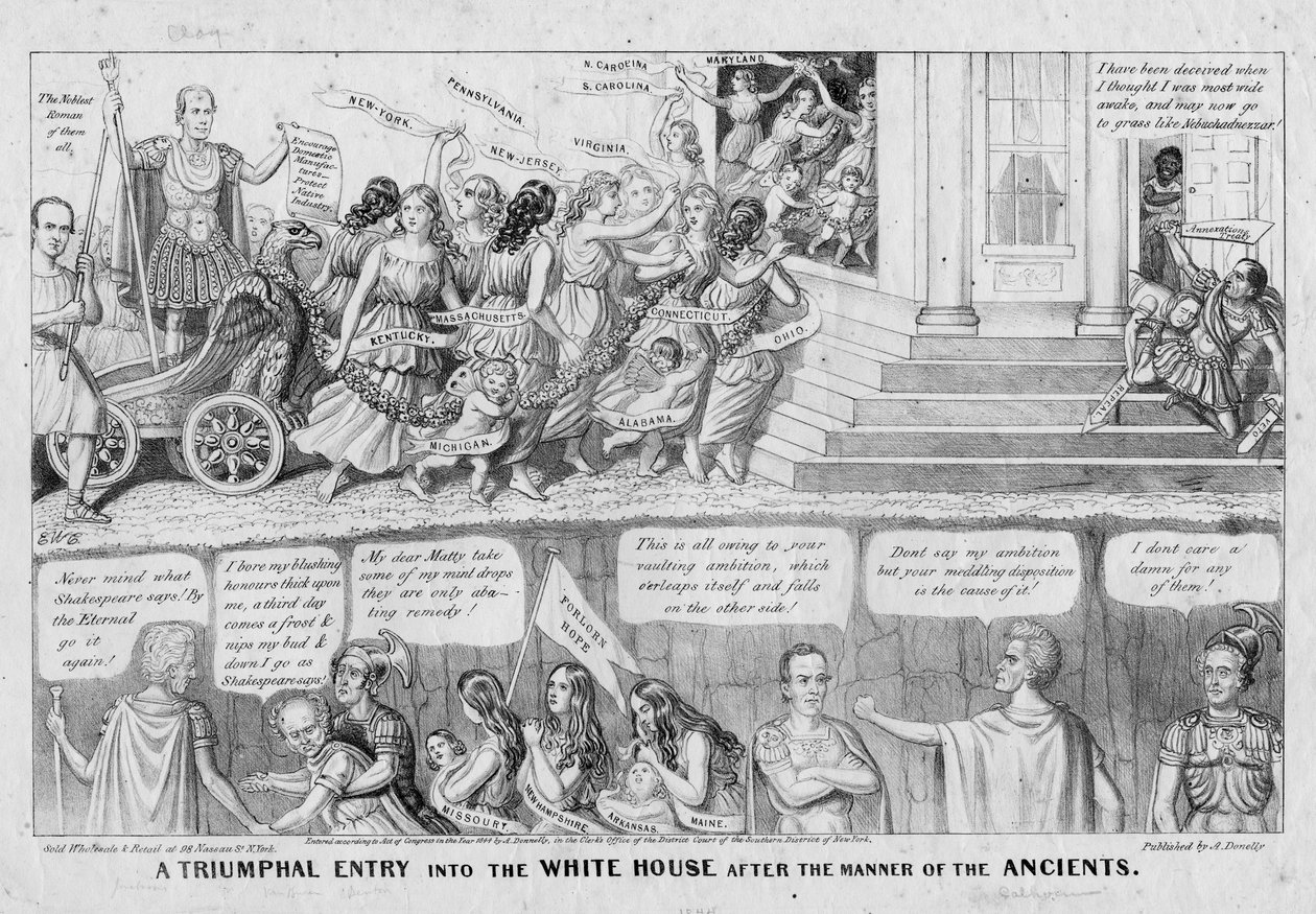 1844年纽约A Donnelly出版后以古人的方式进入白宫的凯旋进入白宫 作者 美国学校