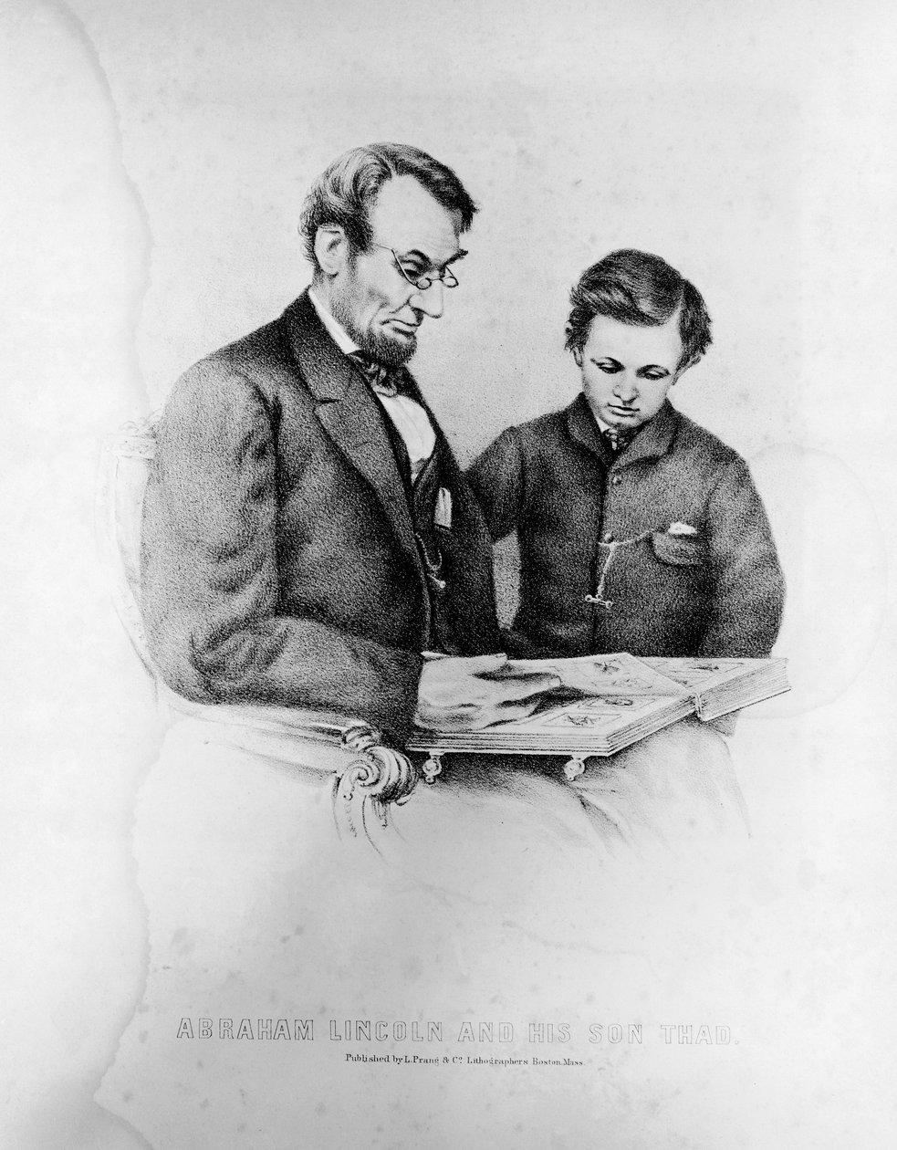 亚伯拉罕林肯（1809-65）和他的儿子萨德（1853-71） 作者 美国学校