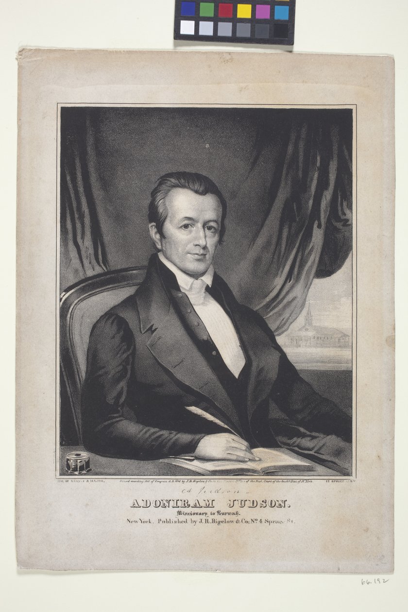 Adoniram Judson，缅甸传教士（石版画） 作者 美国学校