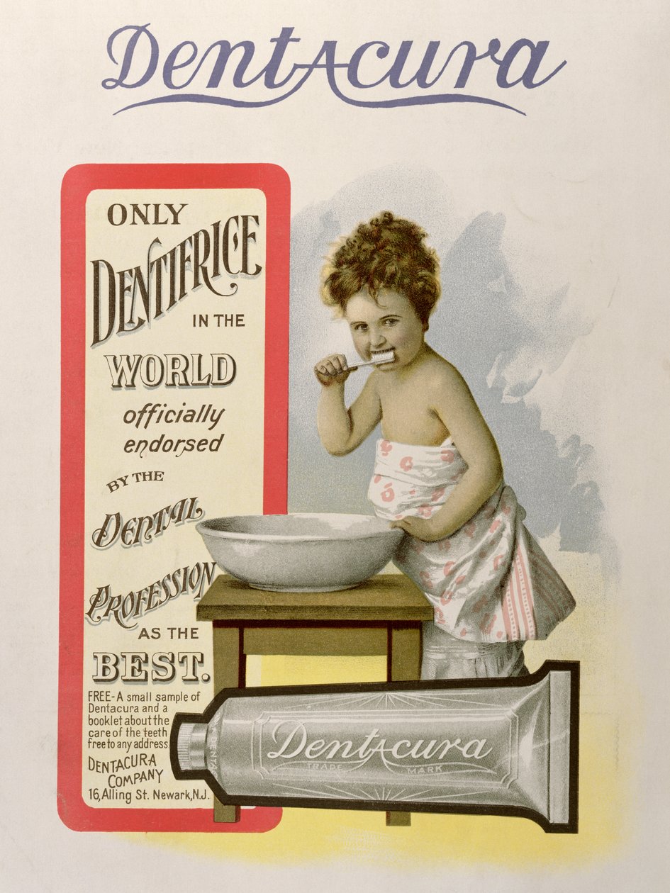 Dentacura Dentifrice的广告，来自英国戏剧杂志，1901年 作者 美国学校