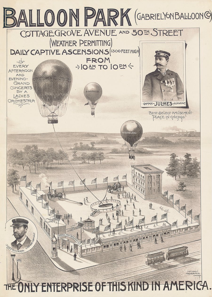 1888年，美国芝加哥的气球公园广告海报 作者 美国学校