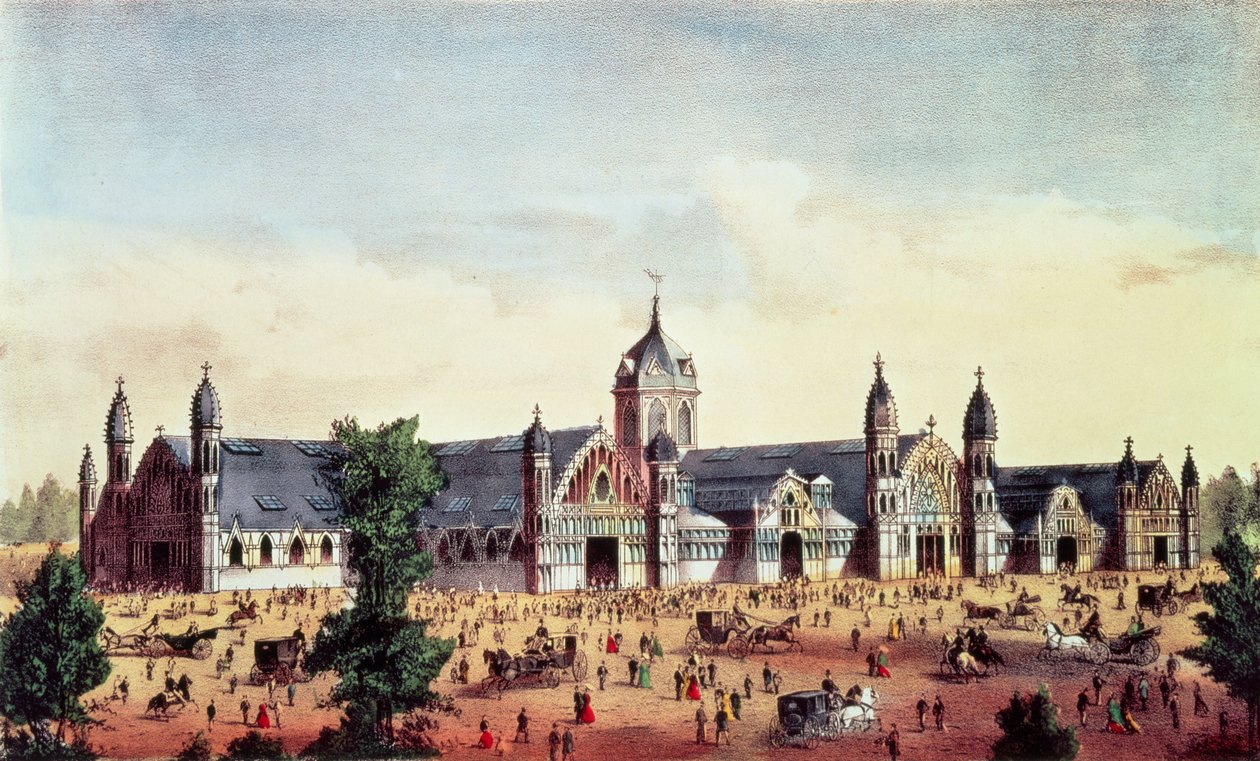 农业大厅，美国大百年纪念展，费尔芒特公园，费城，酒吧。作者：Currier und Ives，1876年 作者 美国学校
