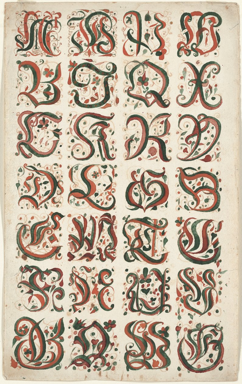 字母表，断裂画，c.1825-50 作者 美国学校