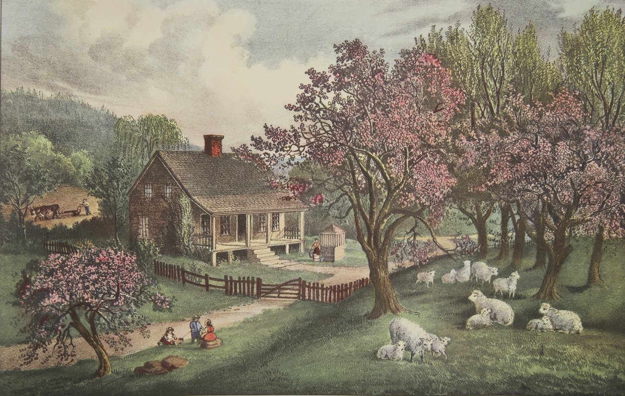 美国家园 - 春天，酒吧。 1869年，Currier＆Ives 作者 美国学校