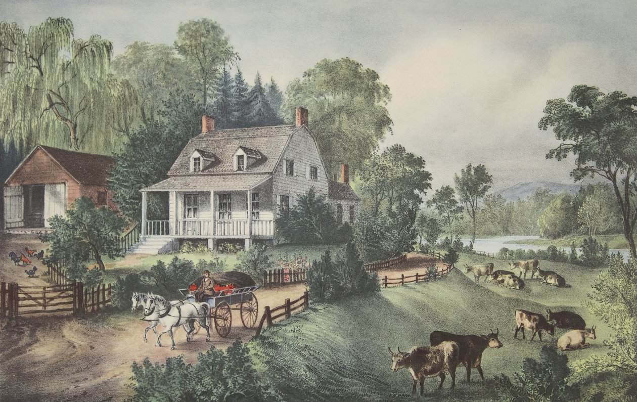 美国家园 - 夏天，酒吧。 1868年，Currier＆Ives 作者 美国学校