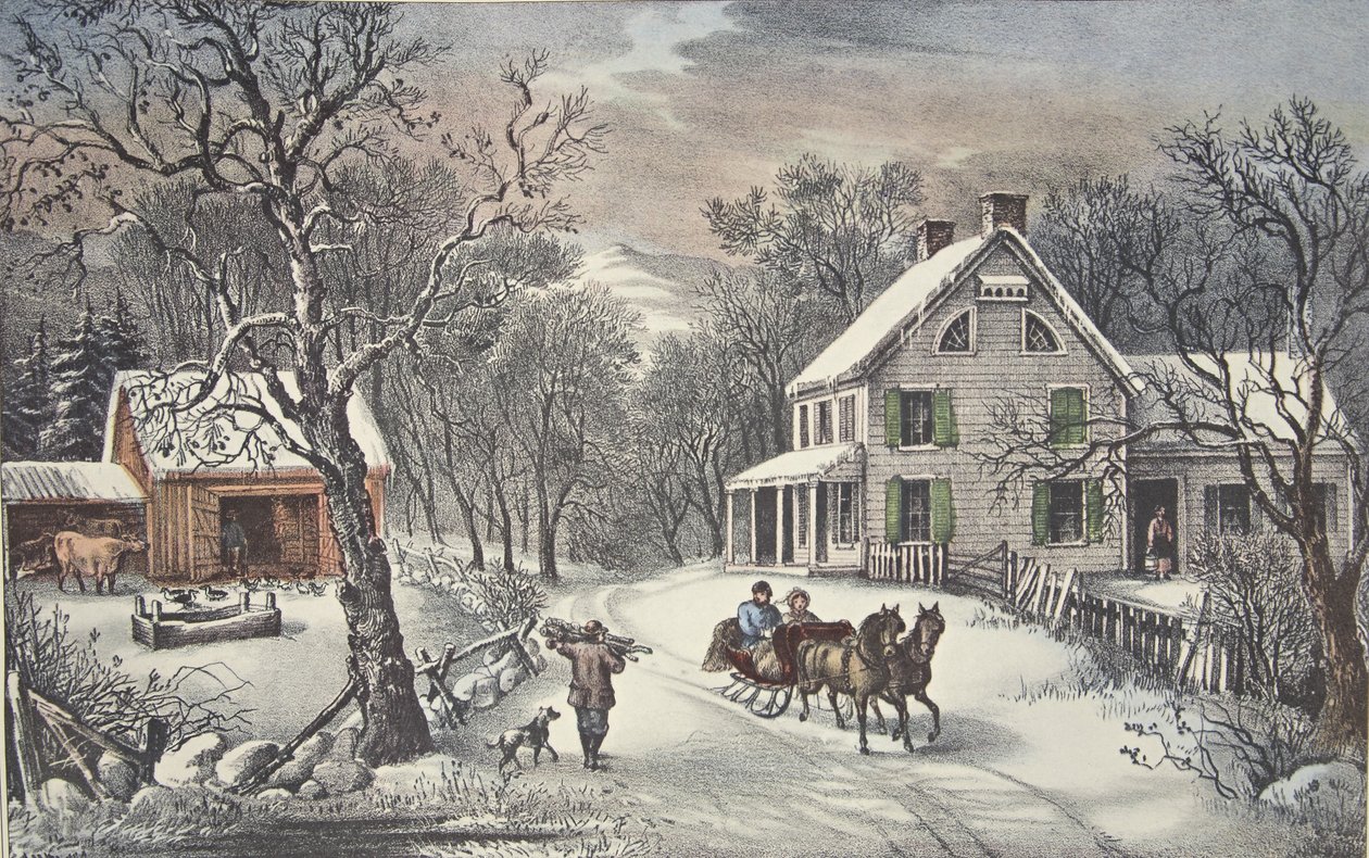 美国家园 - 冬天，酒吧。 1868年，Currier＆Ives 作者 美国学校