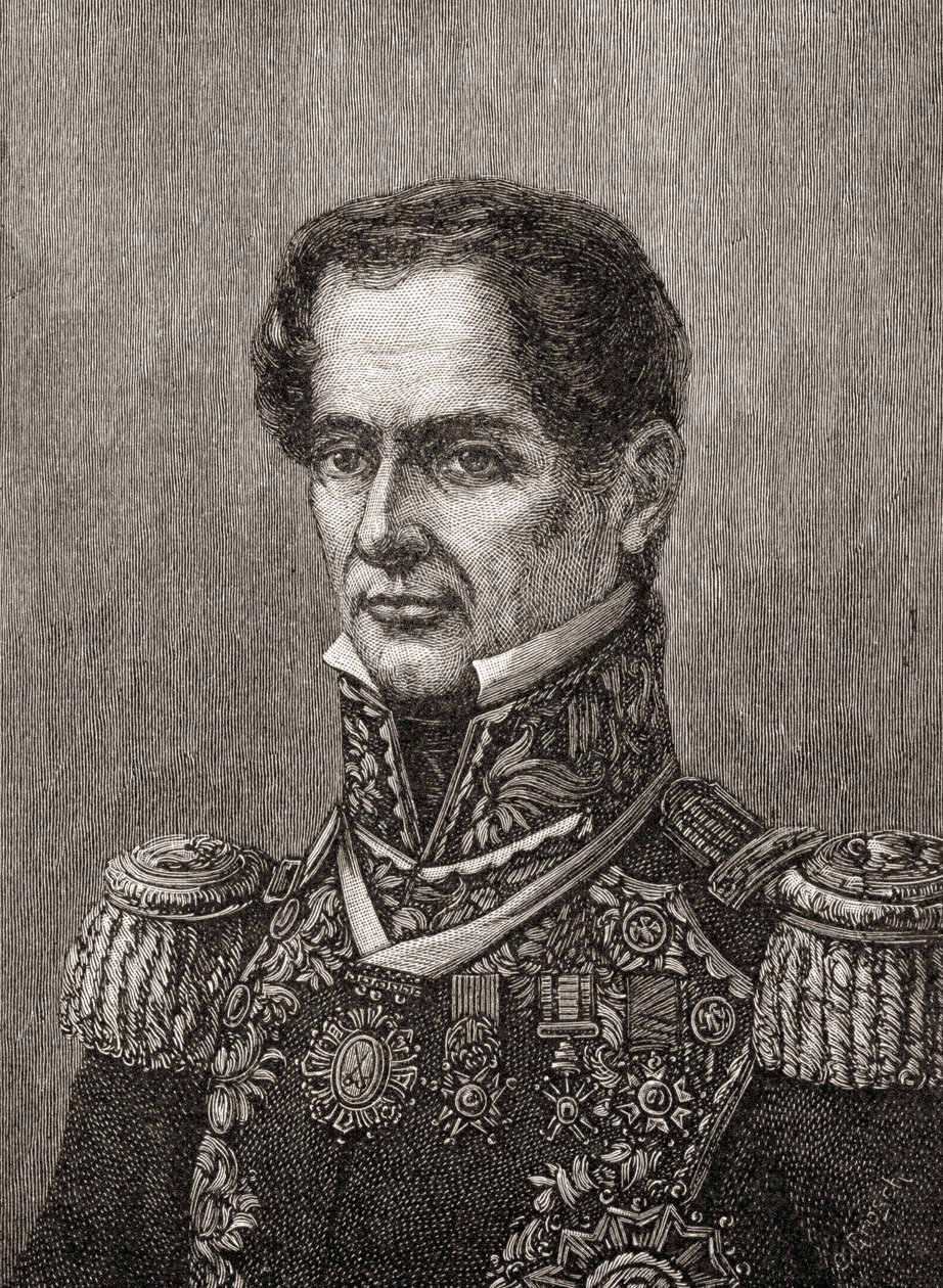 Antonio de Padua Maria Severino Lopez de Santa Anna y Perez de Lebro，摘自《我们国家的历史》，1905 年出版（版画） 作者 美国学校
