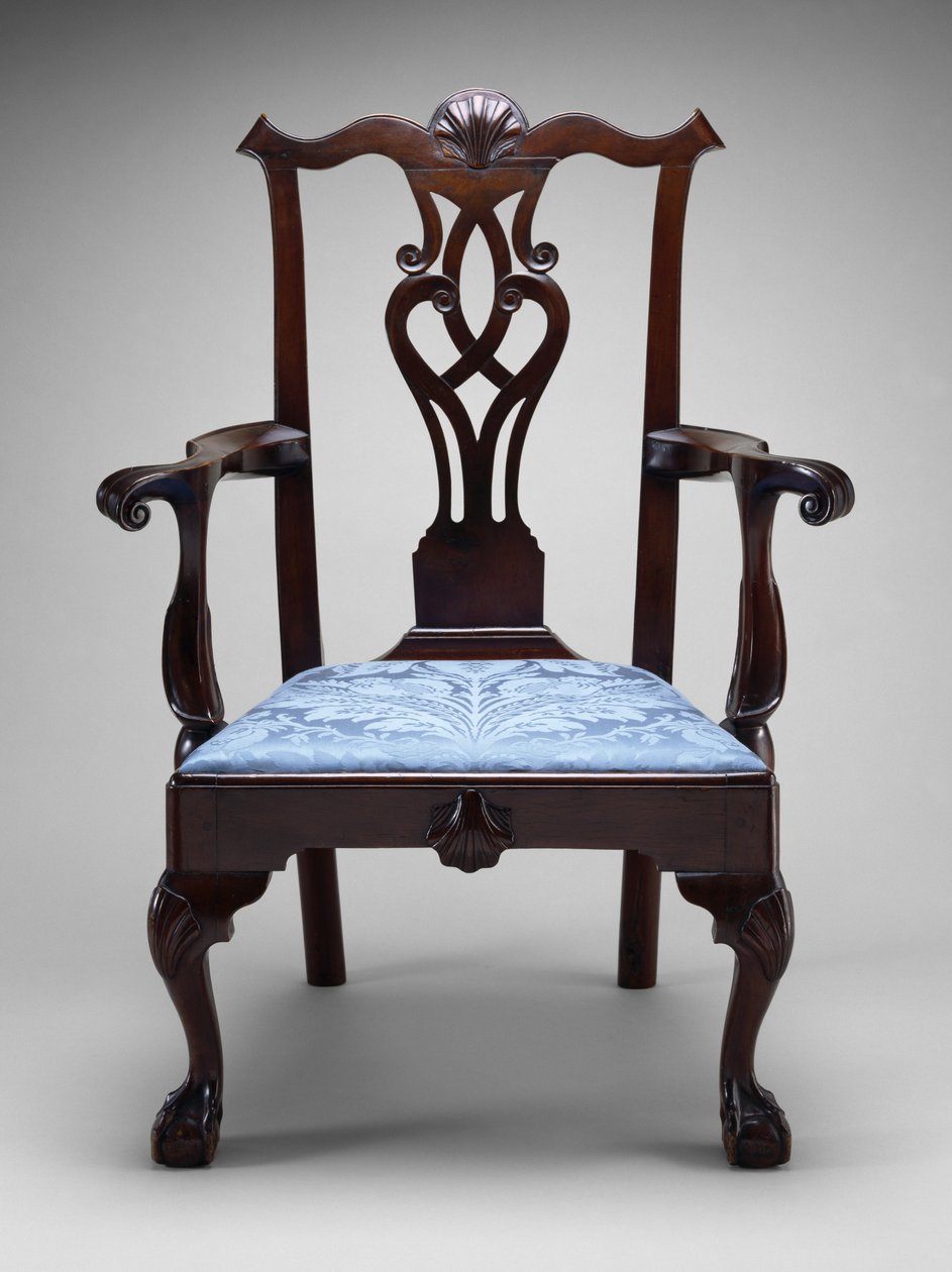 扶手椅c。 1760-1790（黑胡桃；南部黄松） 作者 美国学校