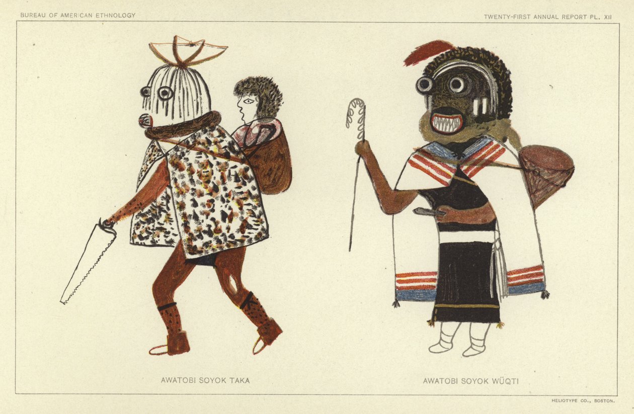 Awatobi Soyok Taka、Awatobi Soyok Wuqti（彩色石版画） 作者 美国学校