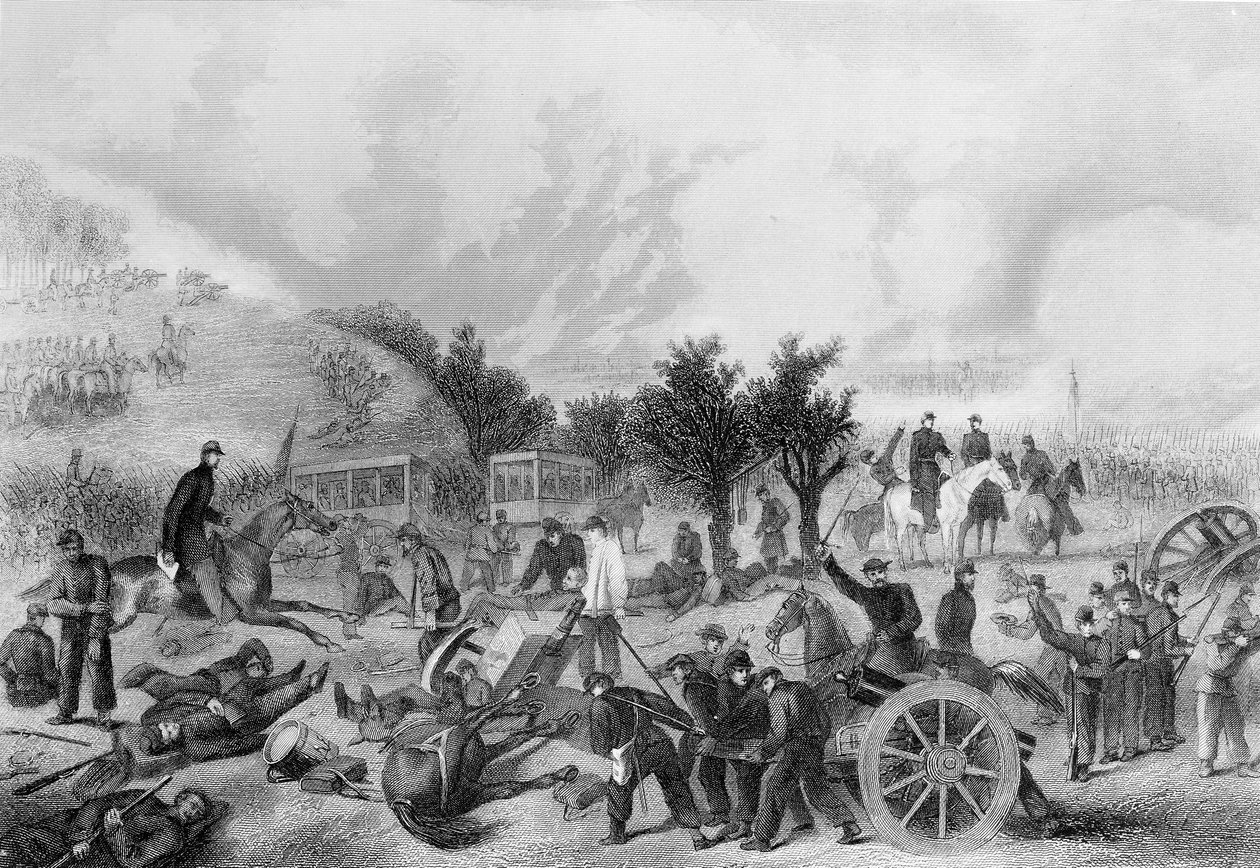 1863年宾夕法尼亚州葛底斯堡战役，1866年出版于“美国历史” 作者 美国学校