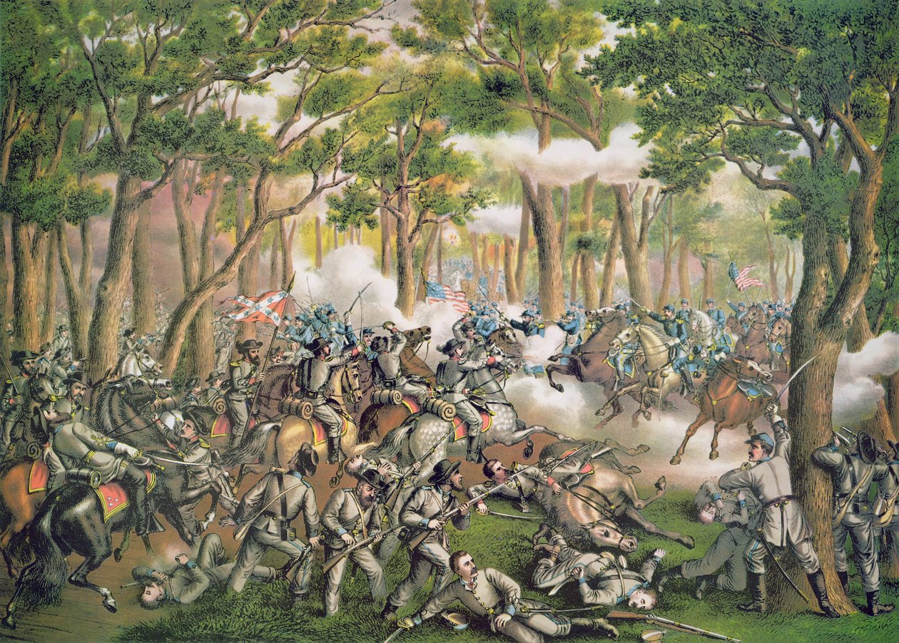 荒野之战，1864年5月，Kurz & Allison刻制 作者 美国学校