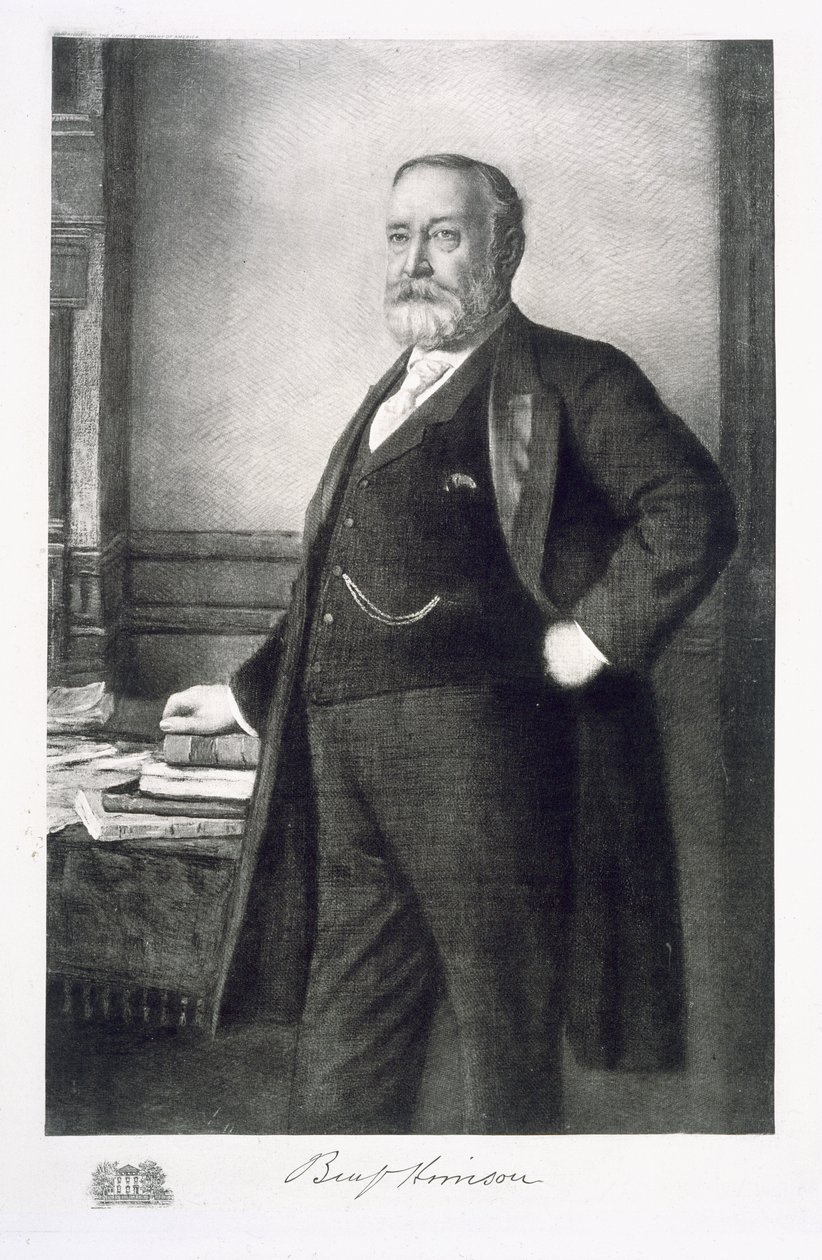 本杰明哈里森（1833-1901），美利坚合众国第23任总统，酒吧。 1901年（照相凹版） 作者 美国学校