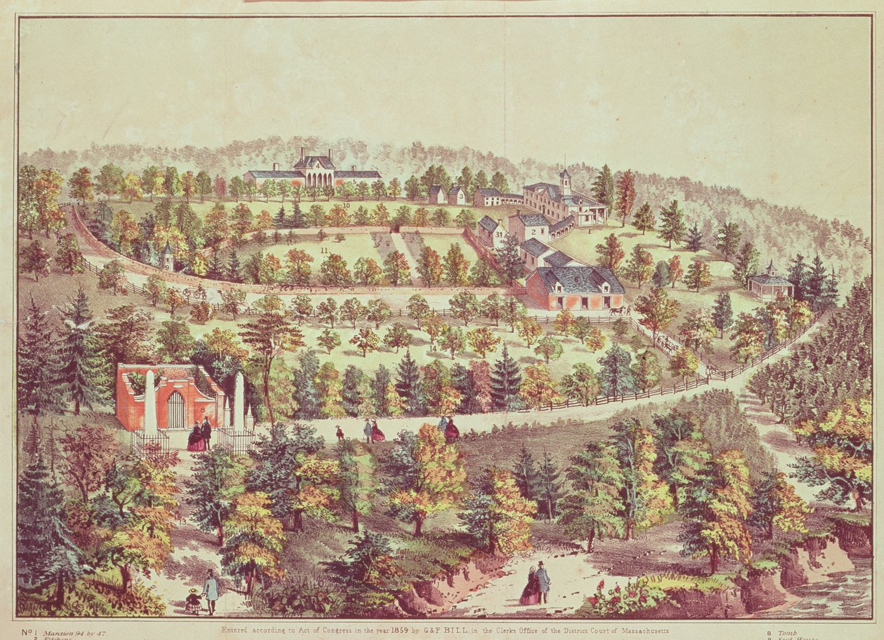 鸟瞰弗农山，1859年 作者 美国学校