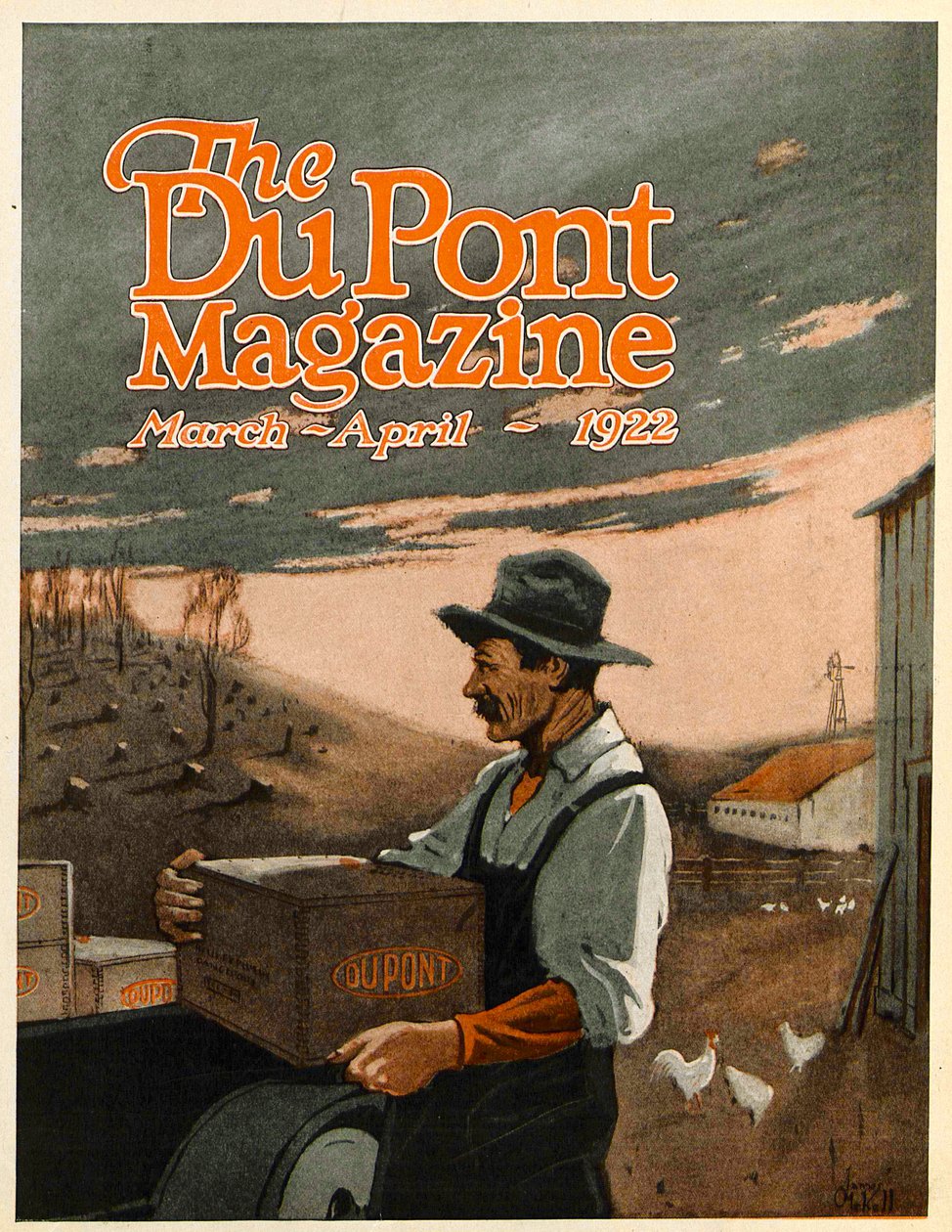 镗床和爆炸物双辅助器，杜邦杂志的封面，1922年3月至4月 作者 美国学校