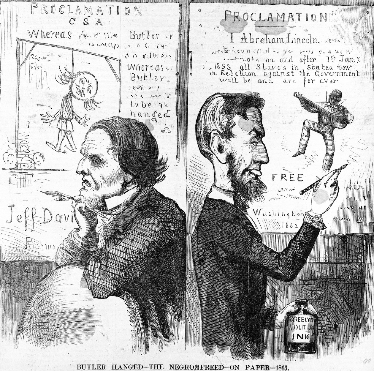 Butler Hanged，The Negro Free，on paper，1863 作者 美国学校