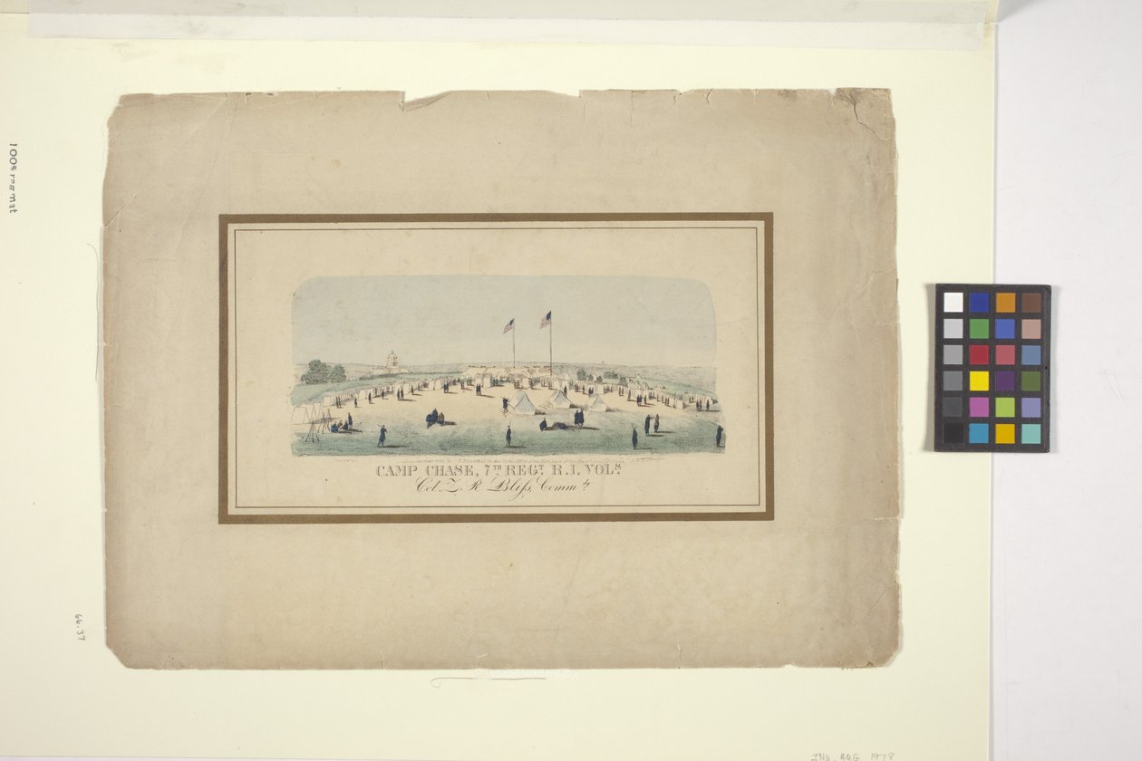 大通营，7Th 团，R.I. Vols.(手绘石版画） 作者 美国学校