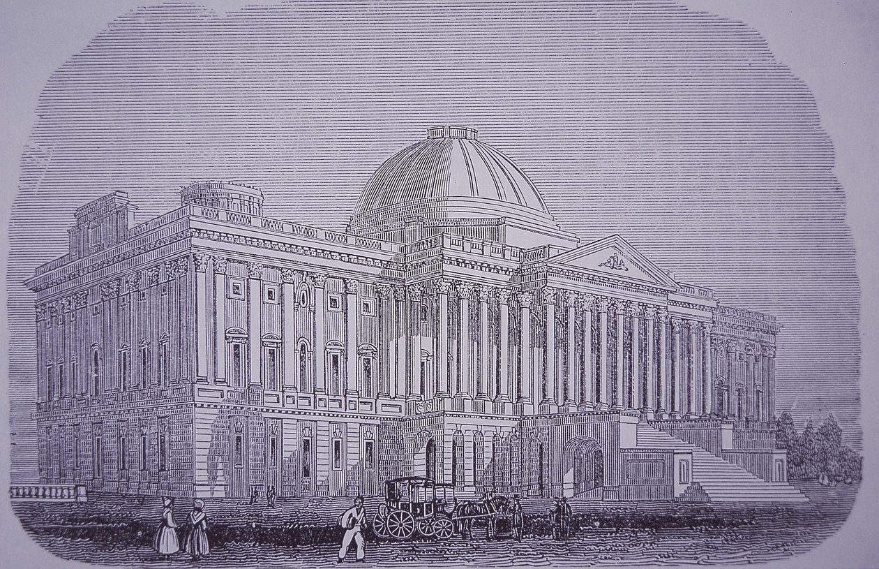 美国华盛顿特区国会大厦，约 1848 年（雕刻） 作者 美国学校