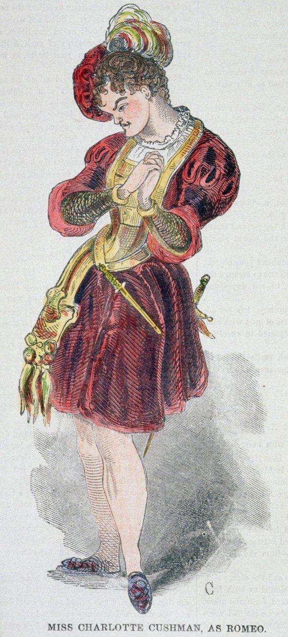 夏洛特库什曼（1816-76）穿着服装作为罗密欧，1851年 作者 美国学校