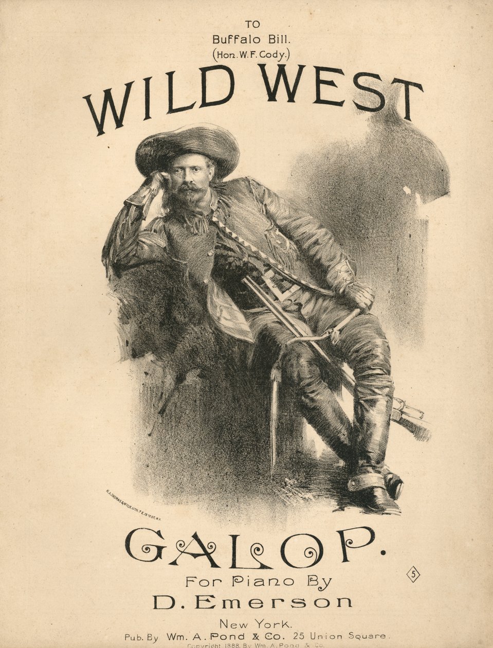 1888年Wild West Galop评分表的封面 作者 美国学校