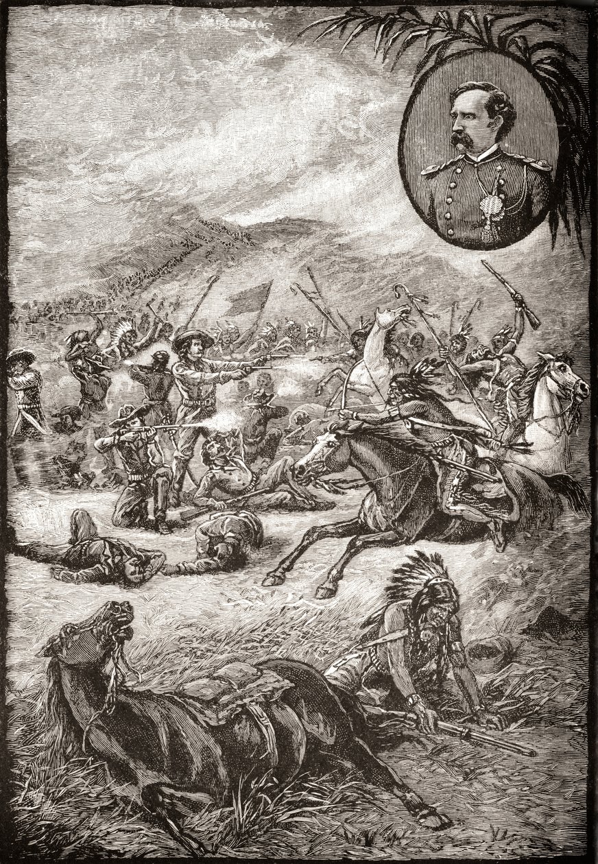 1876年6月25日乔治·阿姆斯特朗卡斯特将军和小大角战役中第7骑兵的士兵之死 作者 美国学校