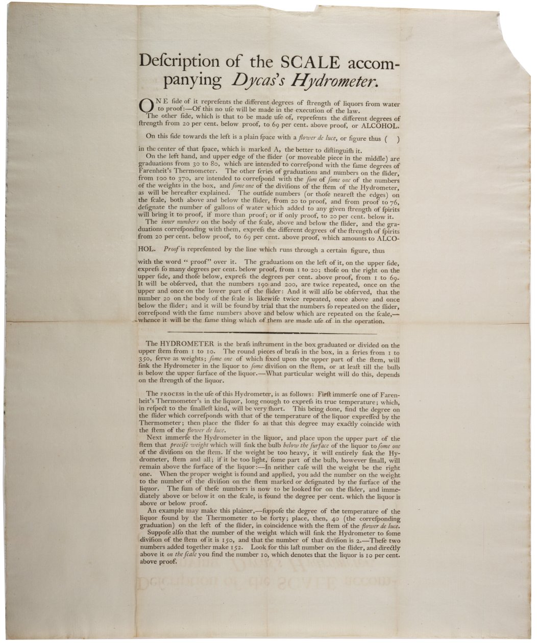 伴随Dycass比重计的规模描述，1790 作者 美国学校