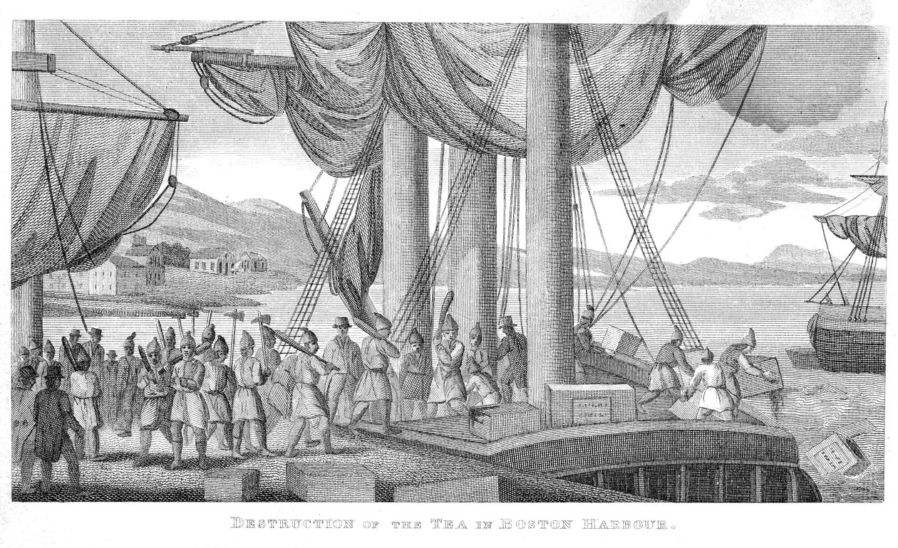 1773年在波士顿港破坏茶叶 作者 美国学校