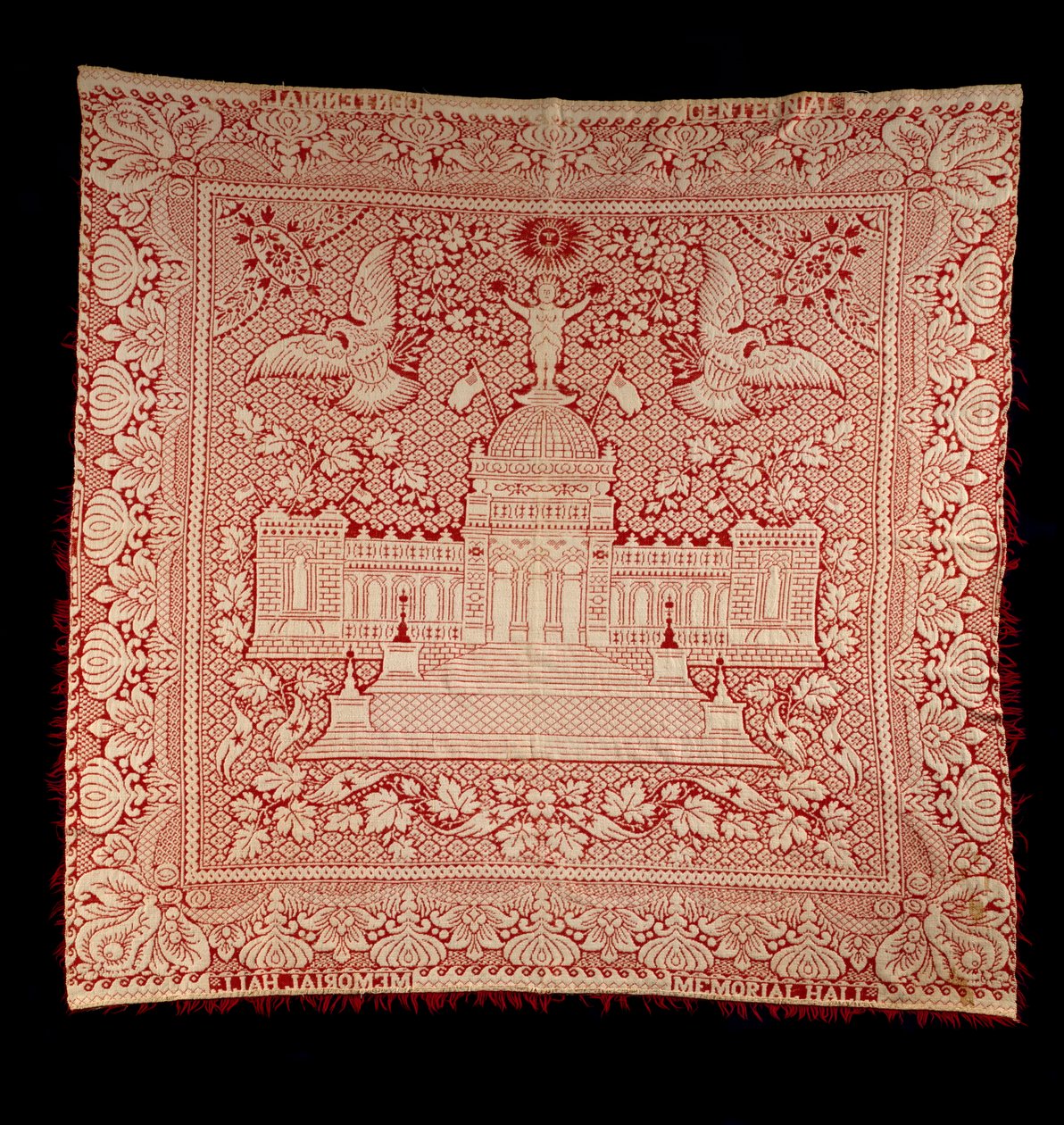 双层编织床罩，c.1876（棉和羊毛） 作者 美国学校