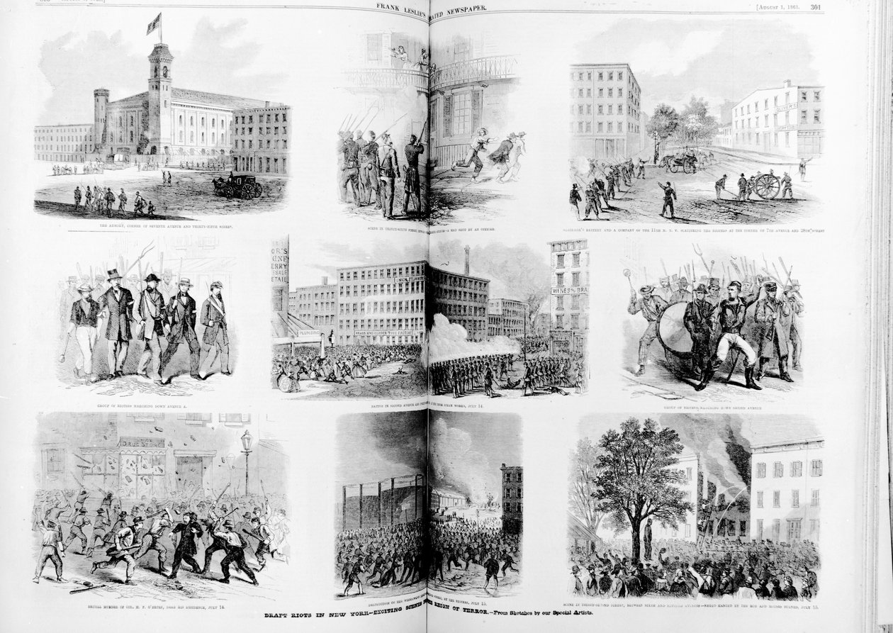 1863年恐怖统治时期的纽约骚乱报道，激动人心的场面 作者 美国学校