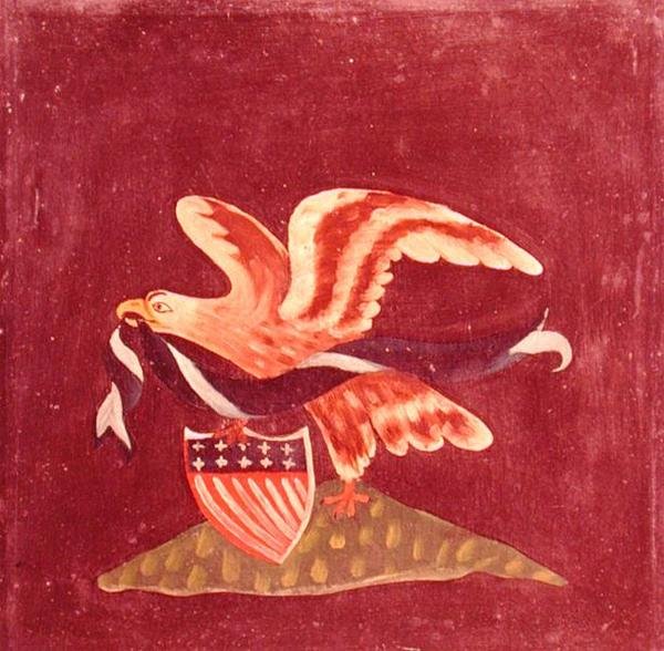 带美国盾牌的鹰，约1800-99（布面油画） 作者 美国学校