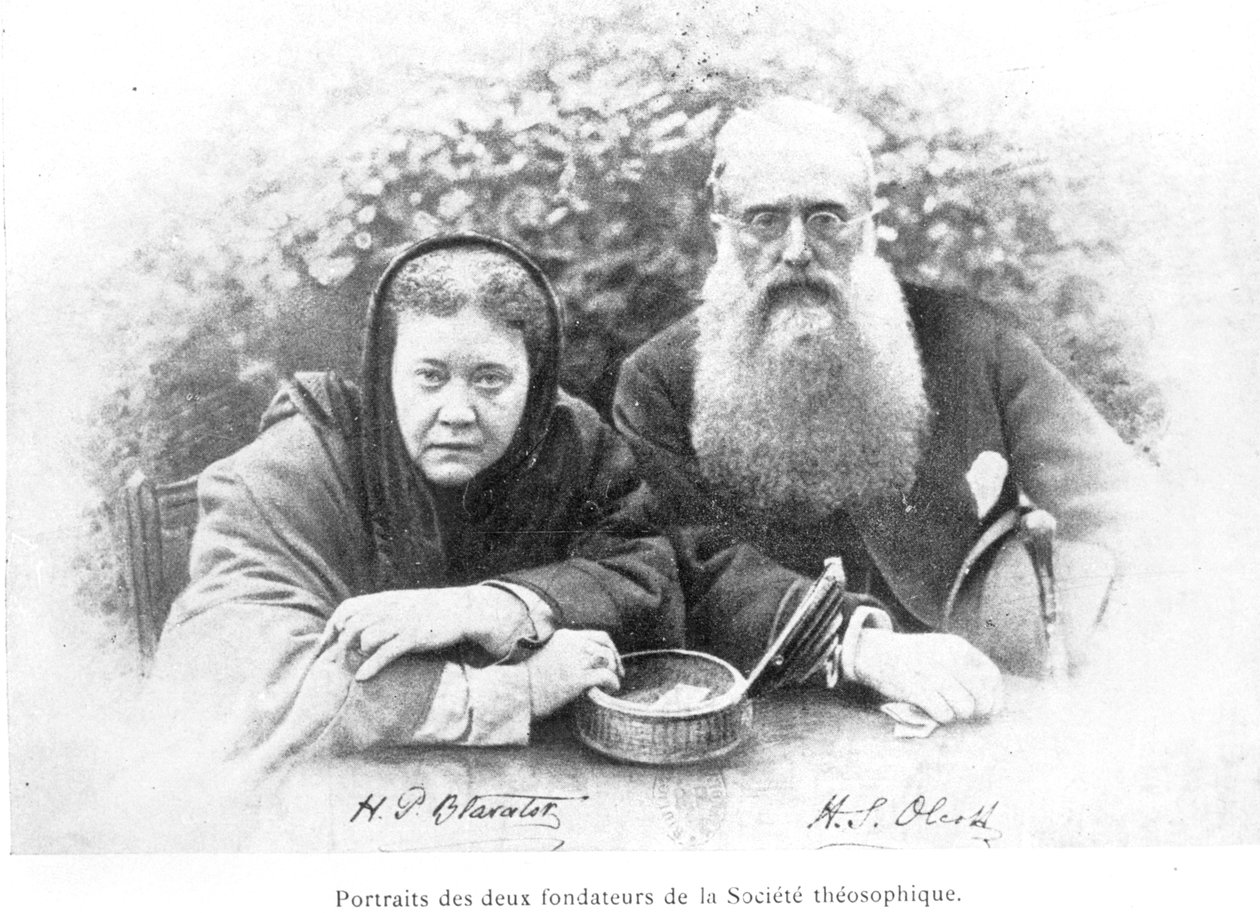 Elena Petrovna Blavatsky（1831-91）和Henry Steel Olcott上校（1832-1907），来自Olcott的Histoire Authentique de la Societe Theosophique，于1908年出版 作者 美国学校