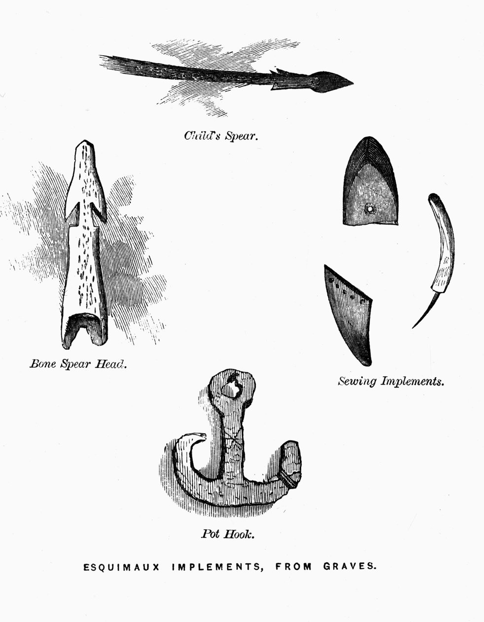爱斯基摩狩猎工具 - Elisha Kent Kane，1853-1855 年的北极探索，卷。 1，第。 52、费城 作者 美国学校