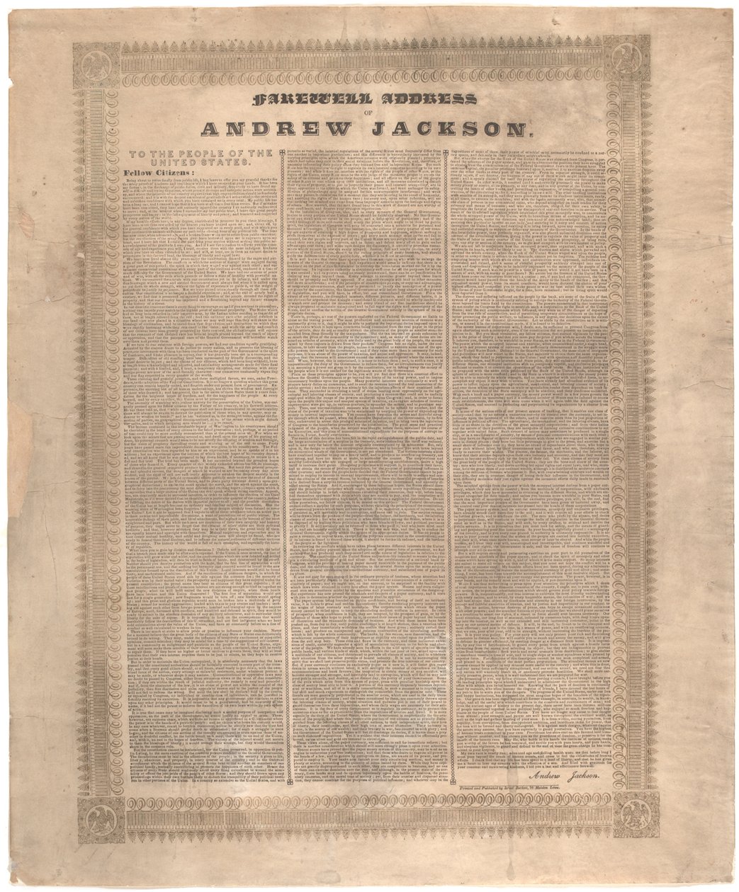 安德鲁杰克逊的告别演说，1837年 作者 美国学校