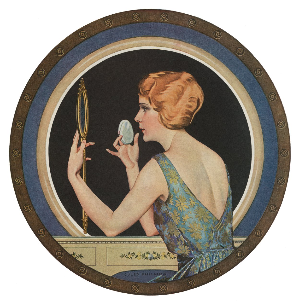 对着镜子化妆的 Flapper 作者 美国学校