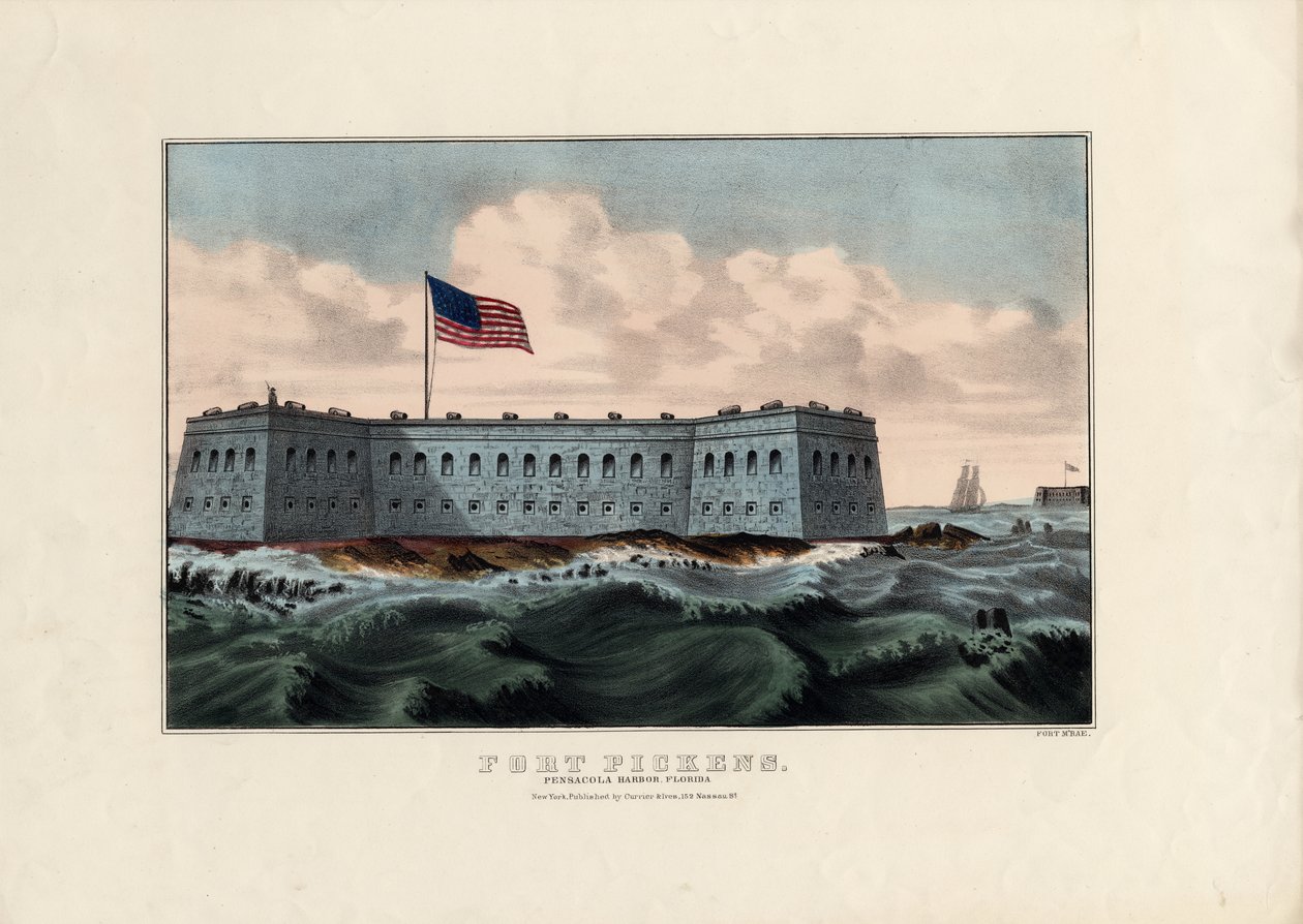 皮肯斯堡：彭萨科拉港，佛罗里达州，酒吧。作者：Currier＆Ives，第1865页 作者 美国学校