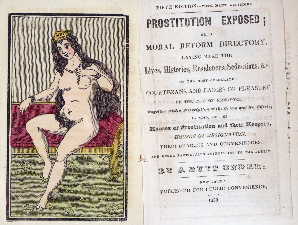 卖淫的主题和标题页由A. Butt Ender曝光，1839年出版纽约 作者 美国学校