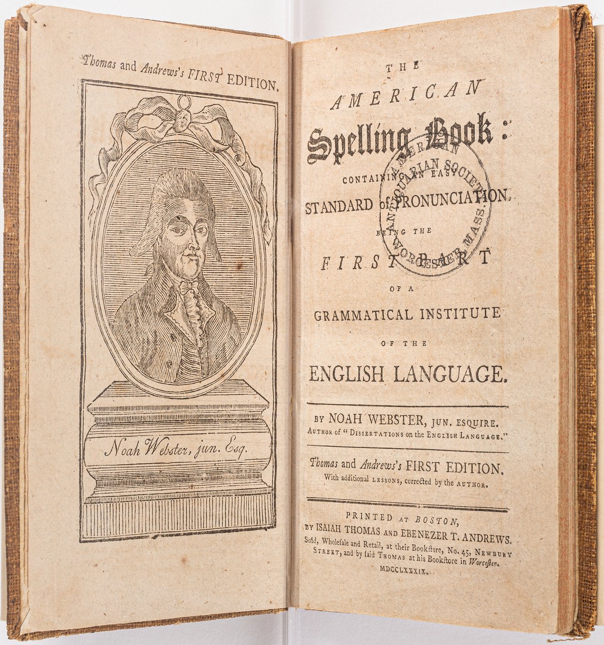诺阿·韦伯斯特（Noah Webster）于1789年在波士顿出版的《美国拼写书》中 作者 美国学校