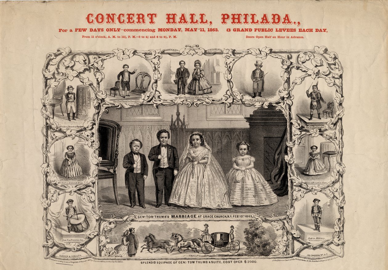 汤姆大拇指和妻子，Com。 Nutt和Miss Minnie Warren，酒吧。作者：Currier＆Ives，1863年 作者 美国学校