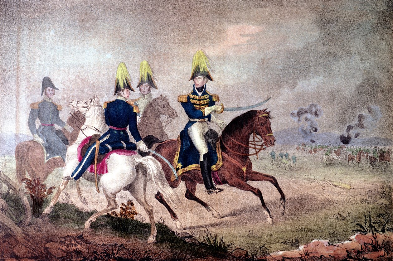 威廉·亨利·哈里森将军（1773-1841）和1813年泰晤士河战役的工作人员 作者 美国学校