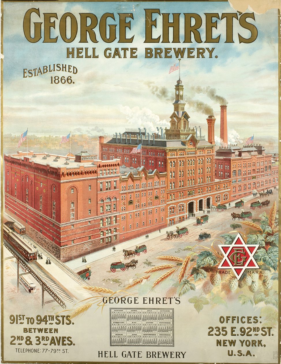 George Ehrets Hell Gate Brewery，成立于1866年 作者 美国学校