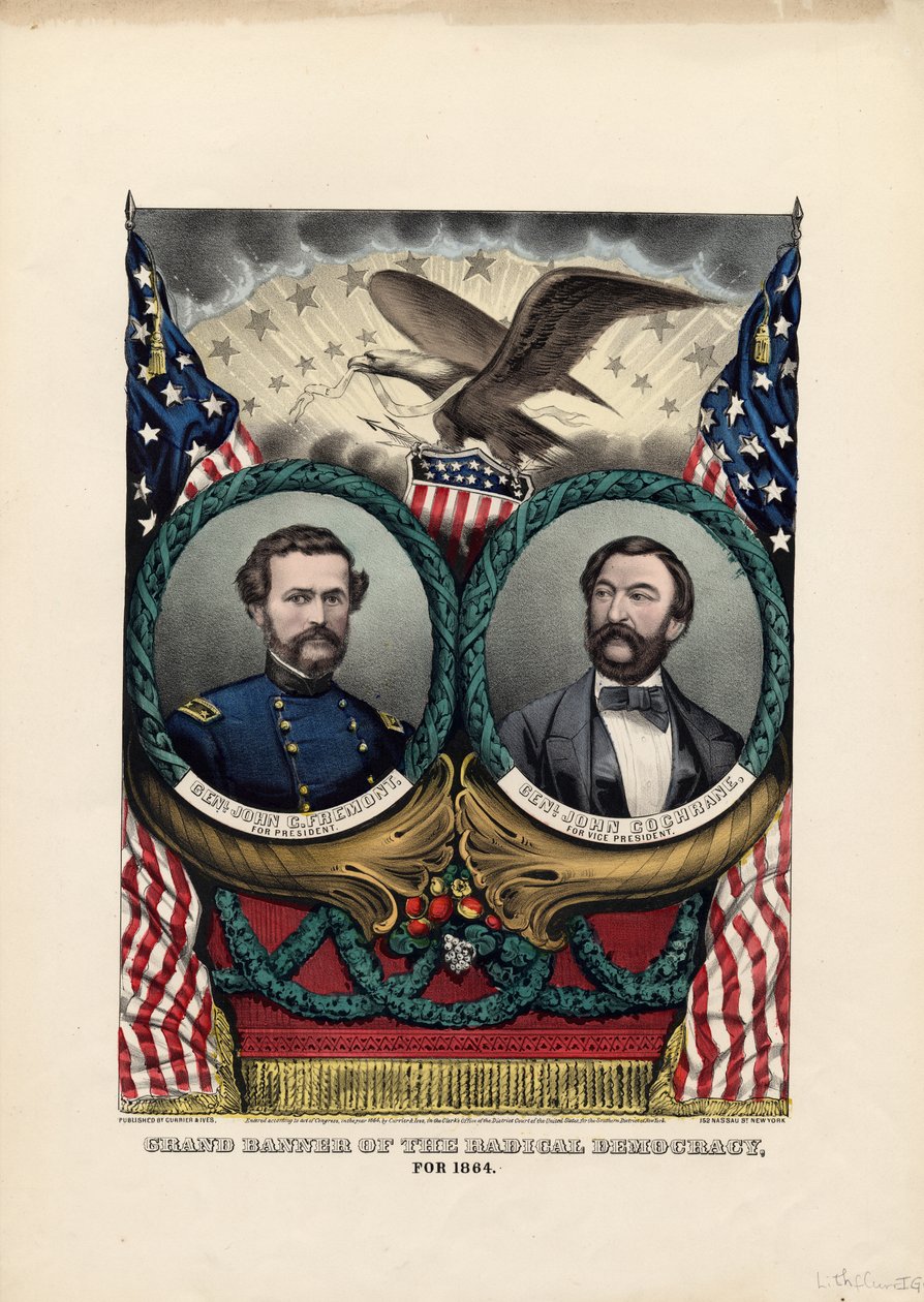 激进民主的大旗，1864年，酒吧。作者：Currier＆Ives，1864 作者 美国学校