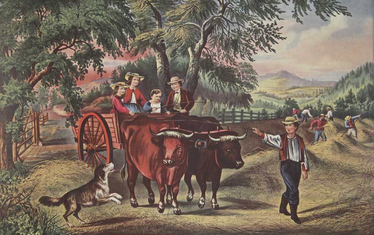 Haying-time，The First Load，pub。 1868年，Currier＆Ives 作者 美国学校