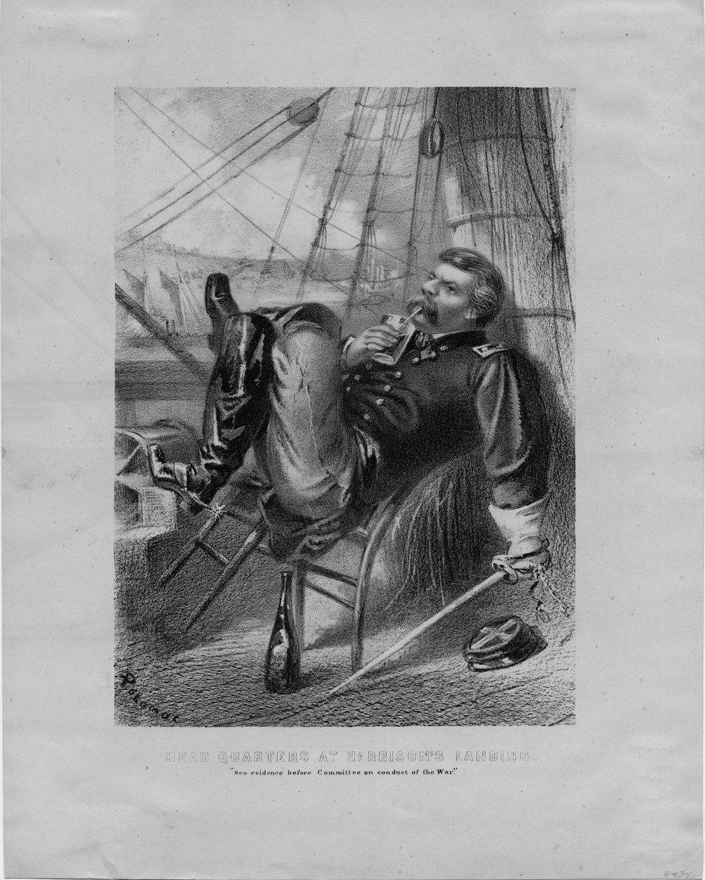Harrisons Landing的总部：查看波托马克签署的战争行为委员会的证据，c.1862 作者 美国学校