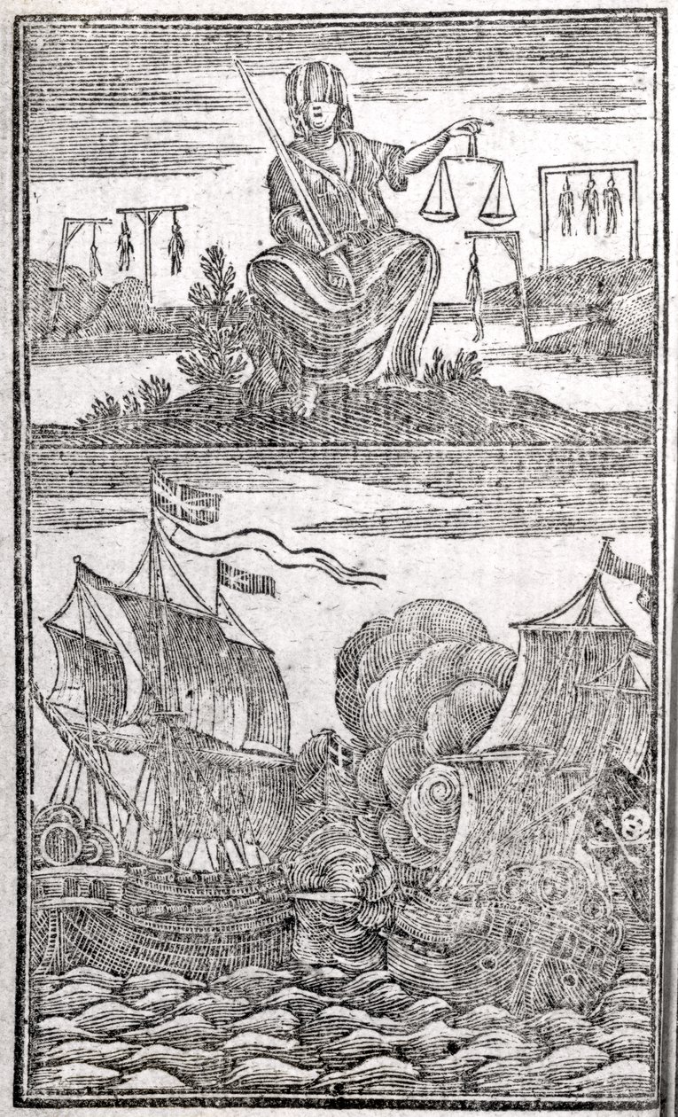 所有最臭名昭着的海盗及其船员的历史和生活，正面，伦敦，1725年 作者 美国学校