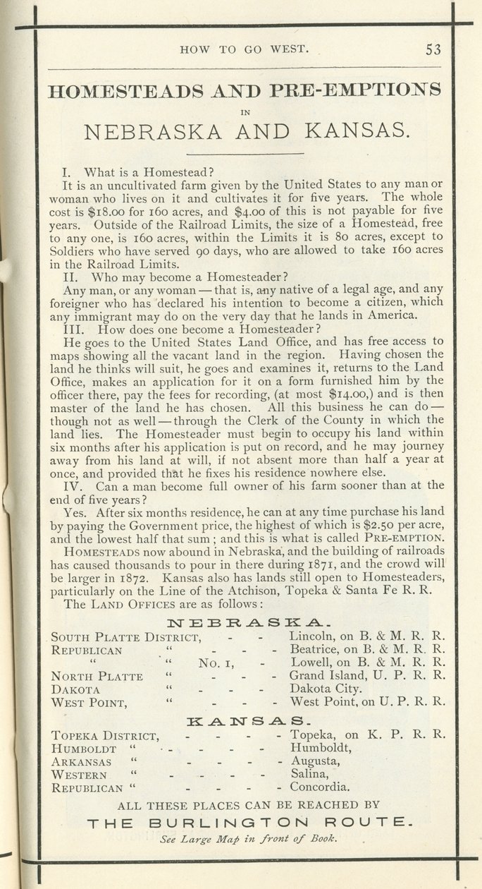 宅基地和先发制人，1872年（印刷） 作者 美国学校