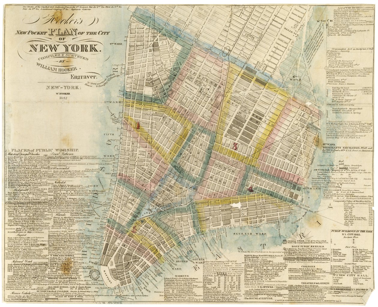 1842年，威廉·胡克（William Hooker）编辑并调查了胡克的纽约市新口袋计划 作者 美国学校